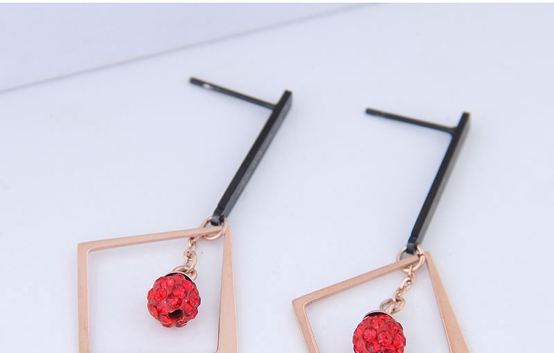 Fashion Red Rhombus Shape Decorated Earrings,Earrings