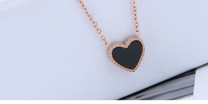 Fashion Rose Gold+black Heart Shape Decorated Necklace,Necklaces