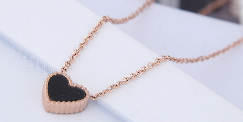 Fashion Rose Gold+black Heart Shape Decorated Necklace,Necklaces