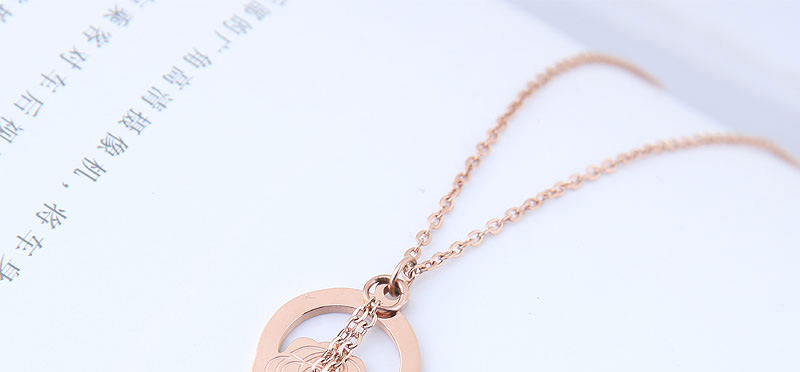 Fashion Rose Gold Flower Shape Decorated Tassel Necklace,Necklaces