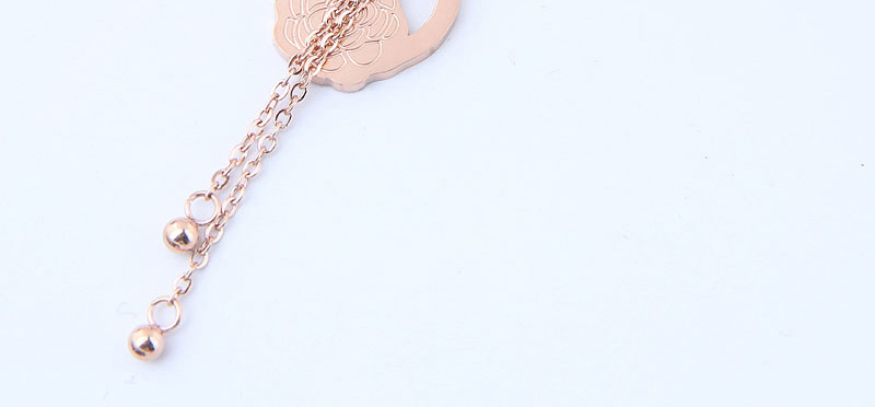 Fashion Rose Gold Flower Shape Decorated Tassel Necklace,Necklaces