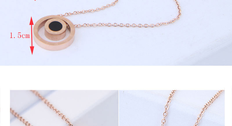 Fashion Rose Gold Round Shape Pendant Decorated Necklace,Necklaces