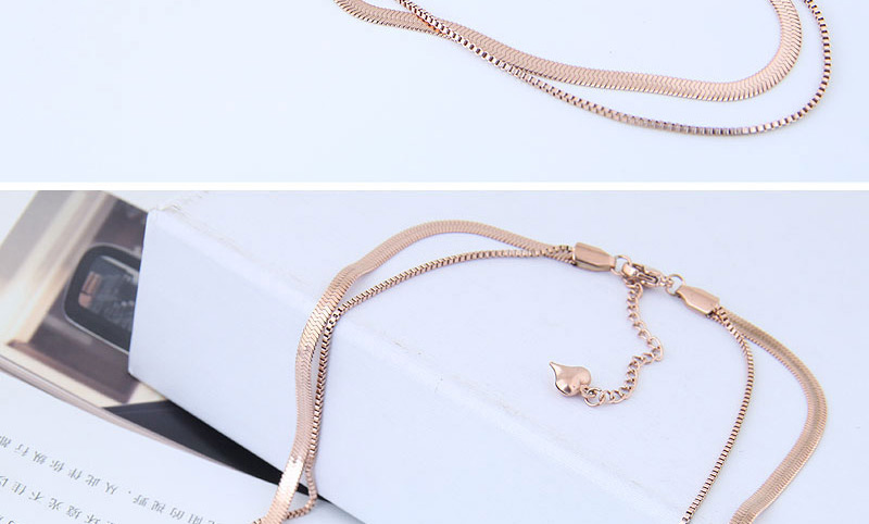 Fashion Rose Gold Multi-layer Design Pure Color Necklace,Necklaces