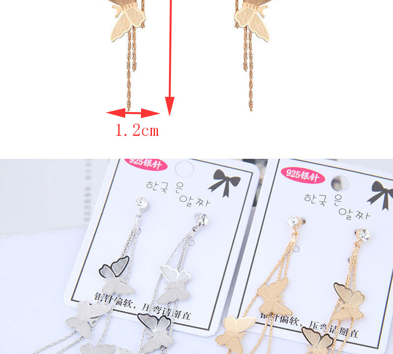 Fashion Gold Color Butterfly Shape Decorated Tassel Earrings,Drop Earrings