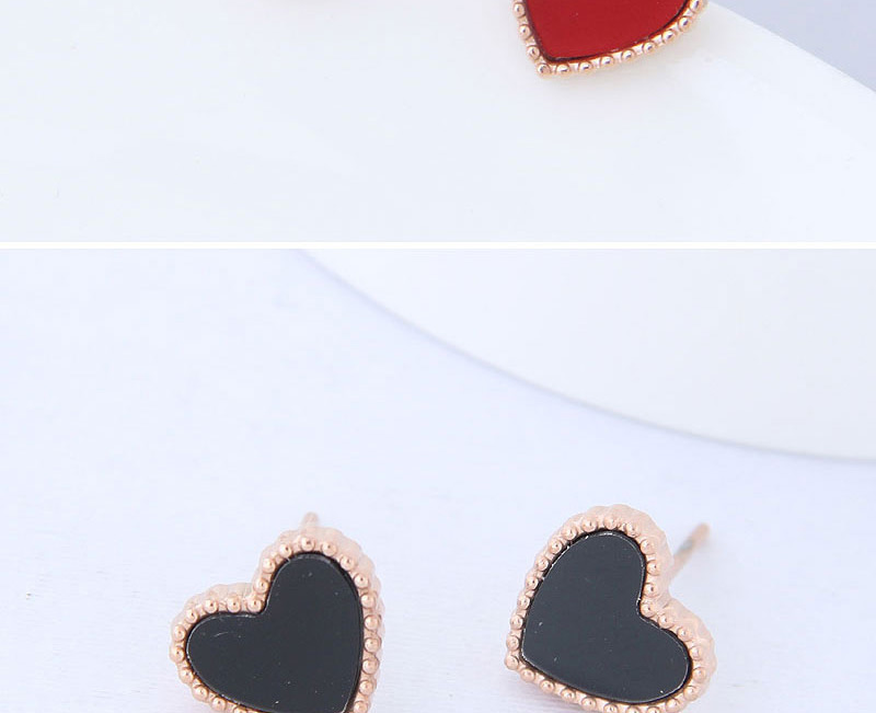 Fashion Black Heart Shape Decorated Earrings,Earrings