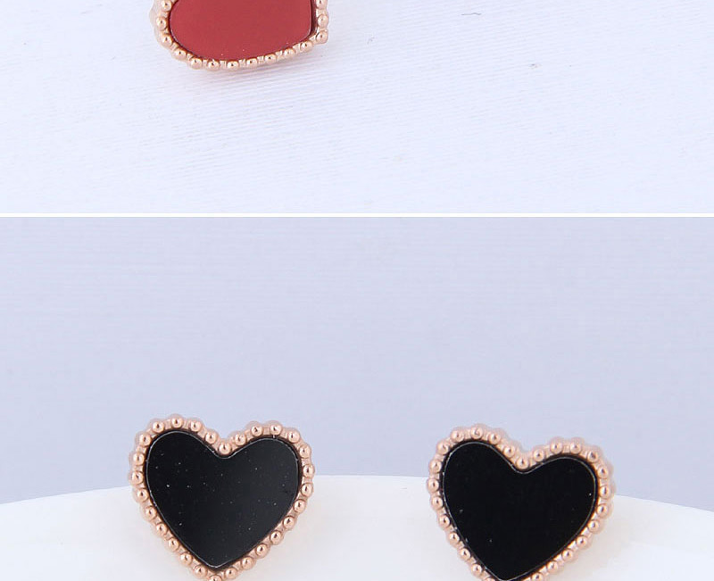 Fashion Black Heart Shape Decorated Earrings,Earrings