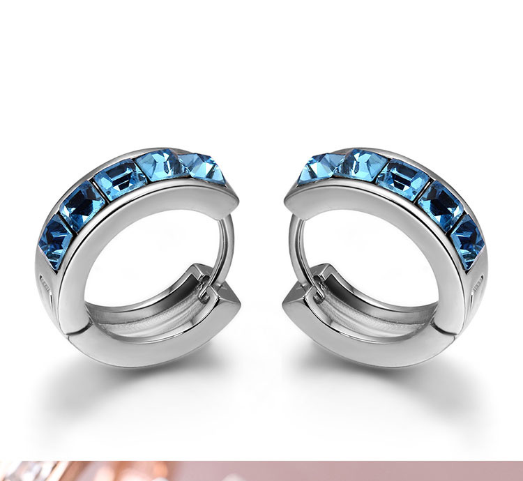 Fashion Silver Color+blue Round Shape Decorated Earrings,Crystal Earrings