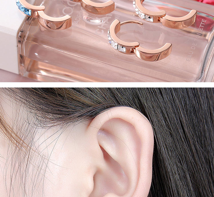 Fashion Rose Gold Round Shape Decorated Earrings,Crystal Earrings