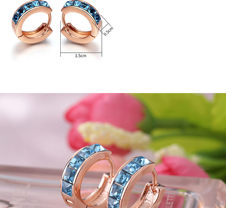Fashion Silver Color+blue Round Shape Decorated Earrings,Crystal Earrings