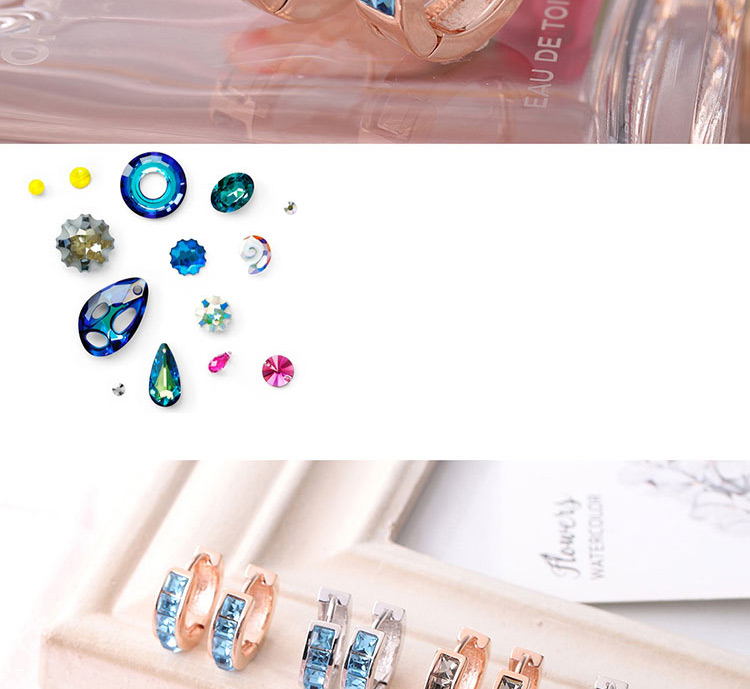 Fashion Rose Gold Round Shape Decorated Earrings,Crystal Earrings