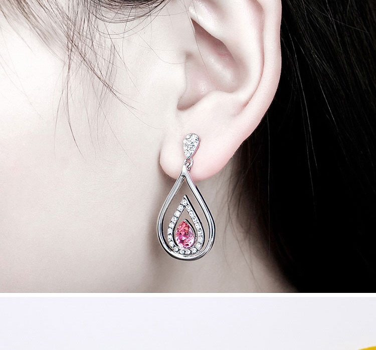 Fashion Silver Color Water Drop Shape Decorated Earrings,Crystal Earrings