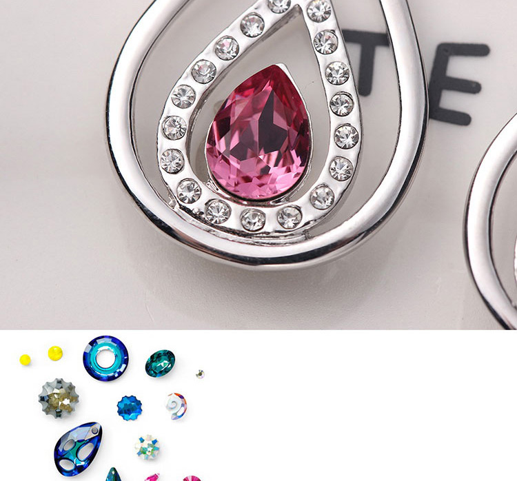 Fashion Silver Color+purple Water Drop Shape Decorated Earrings,Crystal Earrings