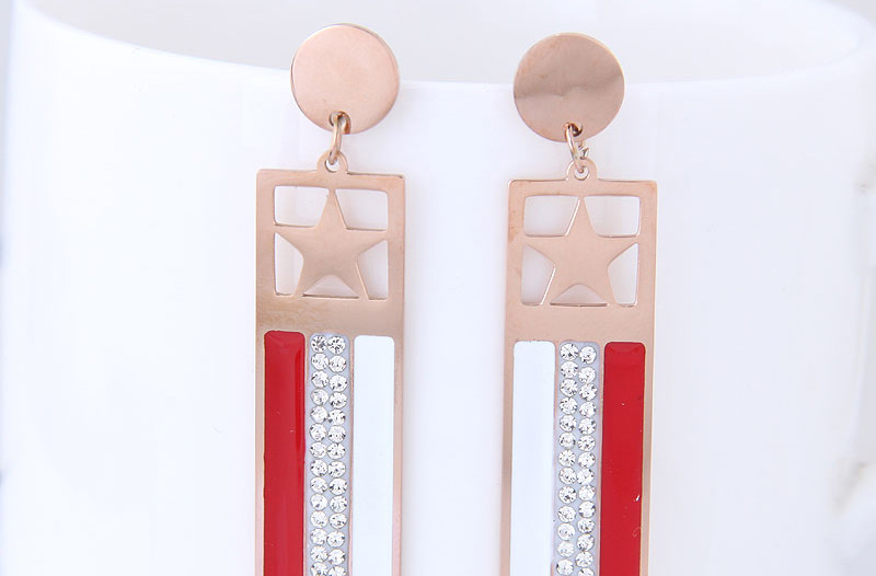 Fashion Red Star Shape Decorated Earrings,Earrings