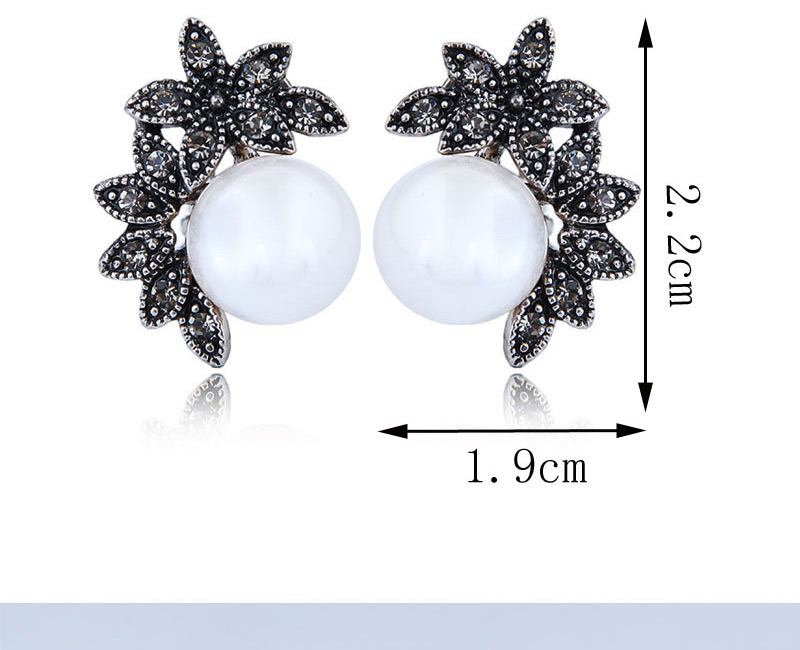 Fashion Beige+black Pearl Decorated Earrings,Stud Earrings