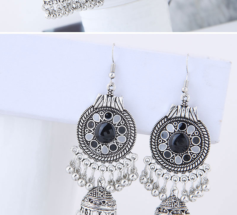 Sweet Black+gray Bells Pendant Decorated Long Earrings,Drop Earrings