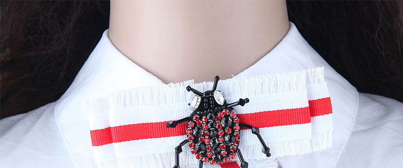 Fashion Red+white Beetle Shape Decorated Bowknot Brooch,Korean Brooches