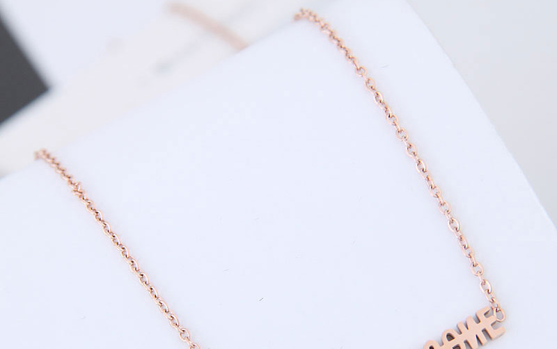 Fashion Rose Gold Latter Pattern Decorated Necklace,Necklaces