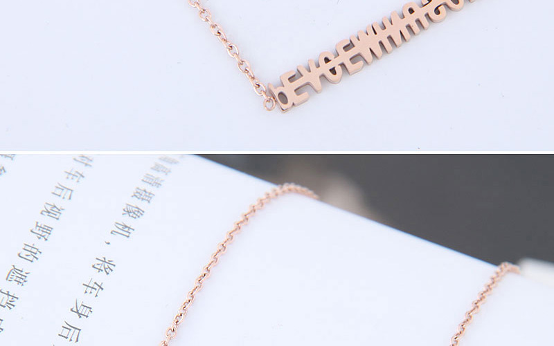 Fashion Rose Gold Latter Pattern Decorated Necklace,Necklaces