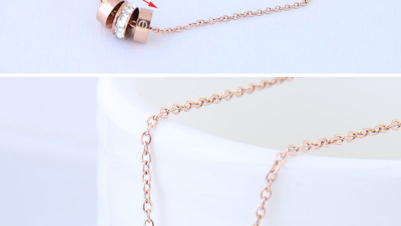 Fashion Rose Gold Diamond Decorated Pendant Necklace,Necklaces