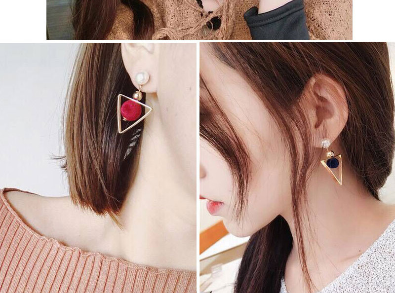 Fashion Red Triangle Shape Decorated Earrings,Drop Earrings
