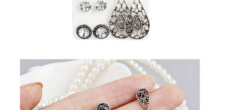 Fashion Silver Color Diamond Decorated Earrings (12 Pcs ),Drop Earrings