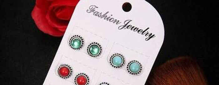 Fashion Multi-color Round Shape Decorated Earrings (12 Pcs ),Stud Earrings