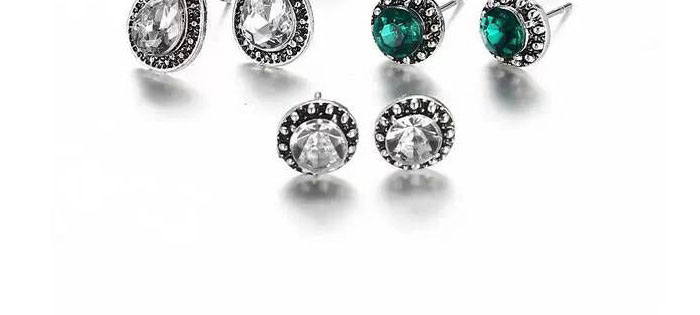 Fashion Silver Color Water Drop Shape Decorated Earrings (12 Pcs ),Stud Earrings