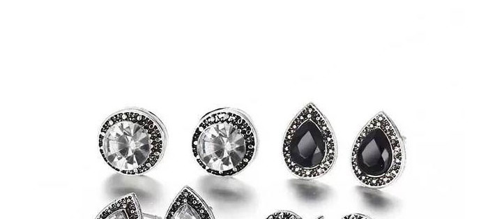 Fashion Silver Color Water Drop Shape Decorated Earrings (12 Pcs ),Stud Earrings