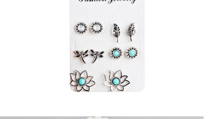 Fashion Silver Color Flower Shape Decorated Earrings (12 Pcs ),Stud Earrings