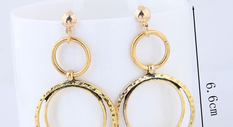Elegant Gold Color Diamond Decorated Round Shape Earrings,Drop Earrings