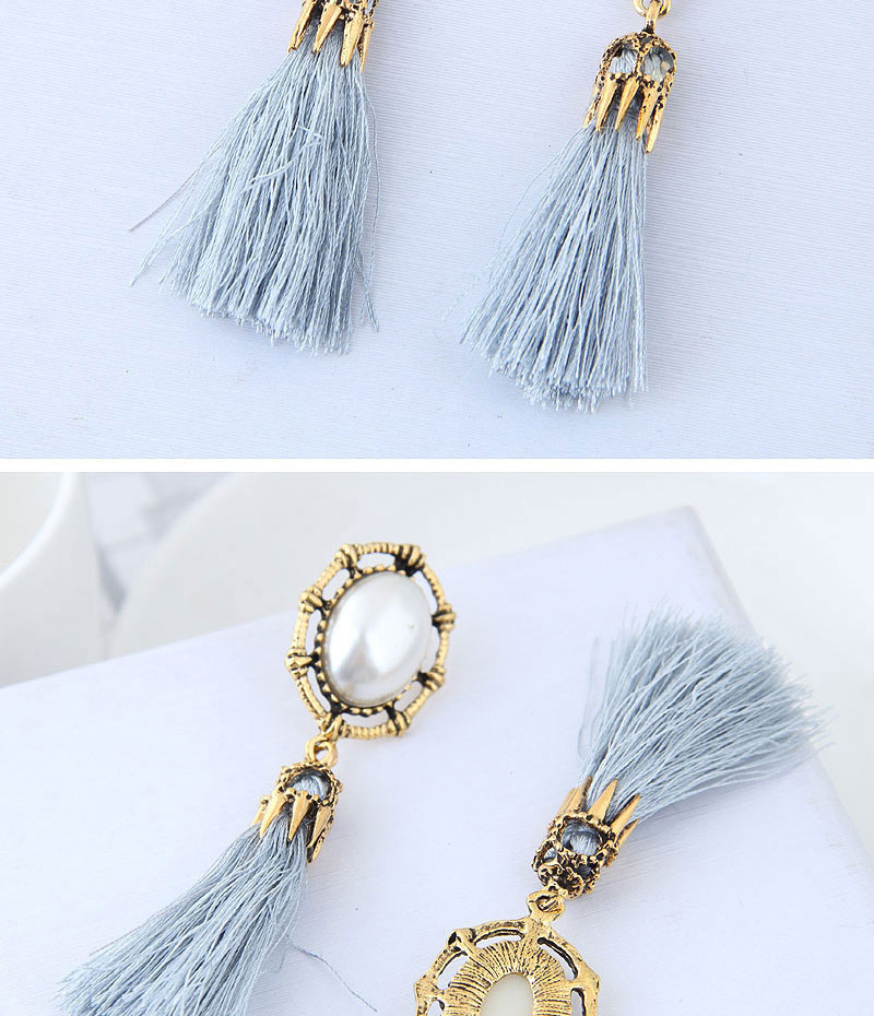 Elegant Yellow Pearls Decorated Tassel Earrings,Drop Earrings
