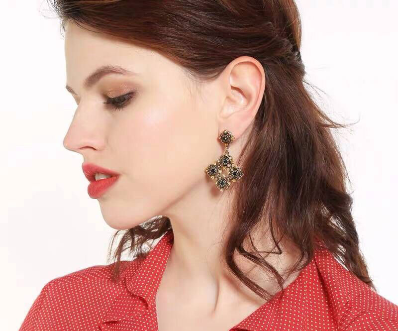 Elegant Gold Color Hollow Out Flower Shape Design Earrings,Drop Earrings