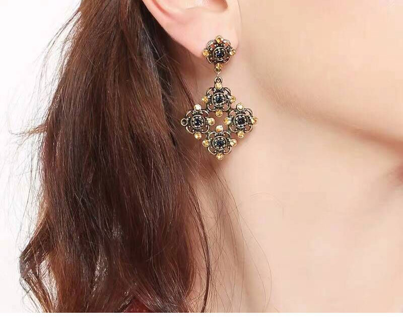 Elegant Gold Color Hollow Out Flower Shape Design Earrings,Drop Earrings