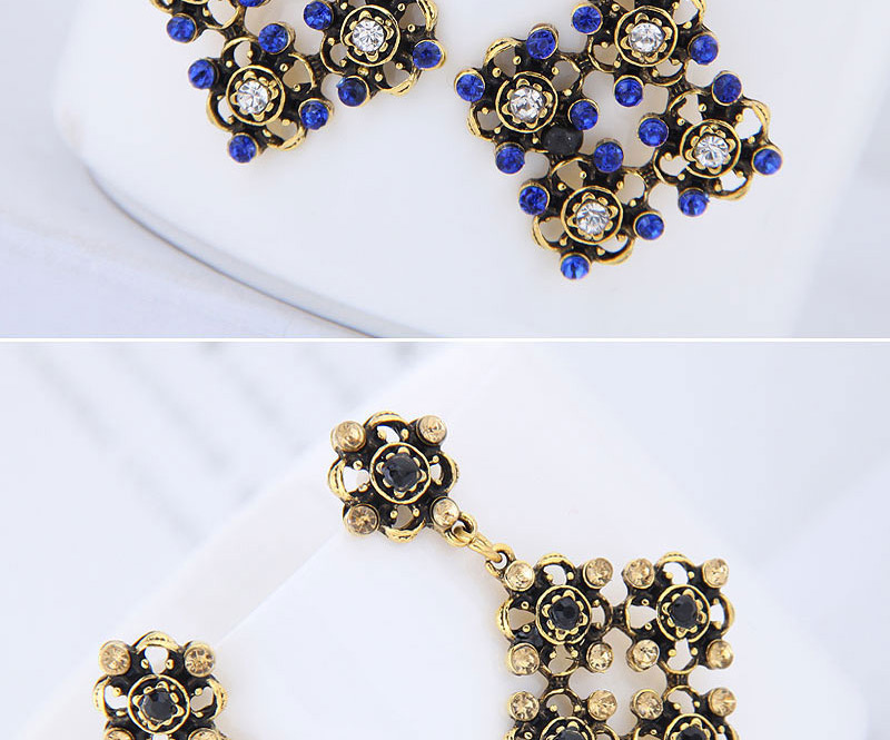 Elegant Sapphire Blue Flowers Shape Design Hollow Out Earrings,Drop Earrings