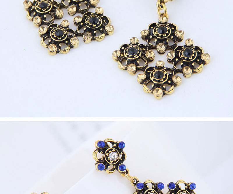 Elegant Sapphire Blue Flowers Shape Design Hollow Out Earrings,Drop Earrings