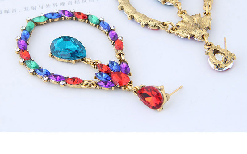 Elegant Multi-color Full Diamond Design Waterdrop Shape Earrings,Drop Earrings