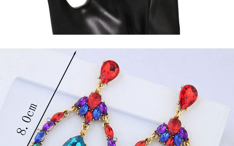 Elegant Multi-color Full Diamond Design Waterdrop Shape Earrings,Drop Earrings