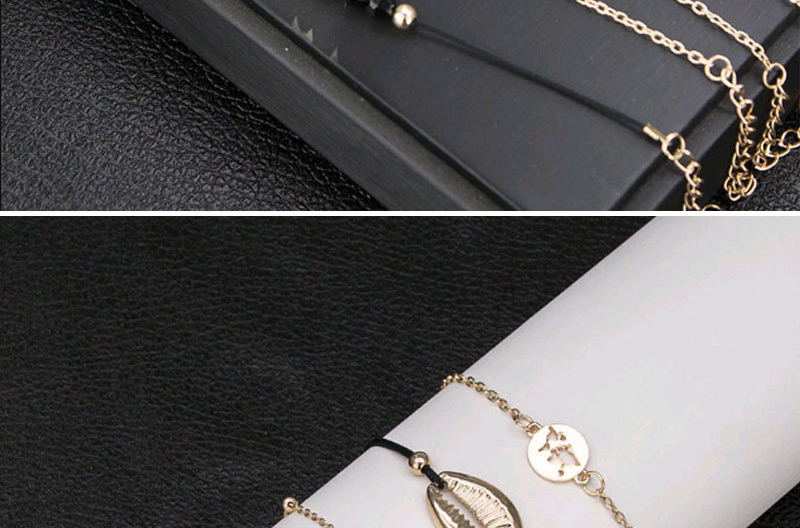 Elegant Gold Color+navy Aircraft&shell Decorated Bracelet(6pcs),Fashion Bracelets
