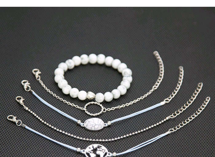 Elegant White Heart Shape&&beads Decorated Bracelet(5pcs),Fashion Bracelets