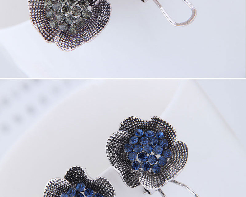 Sweet Sapphire Blue Flower Shape Design Pure Color Earrings,Stud Earrings