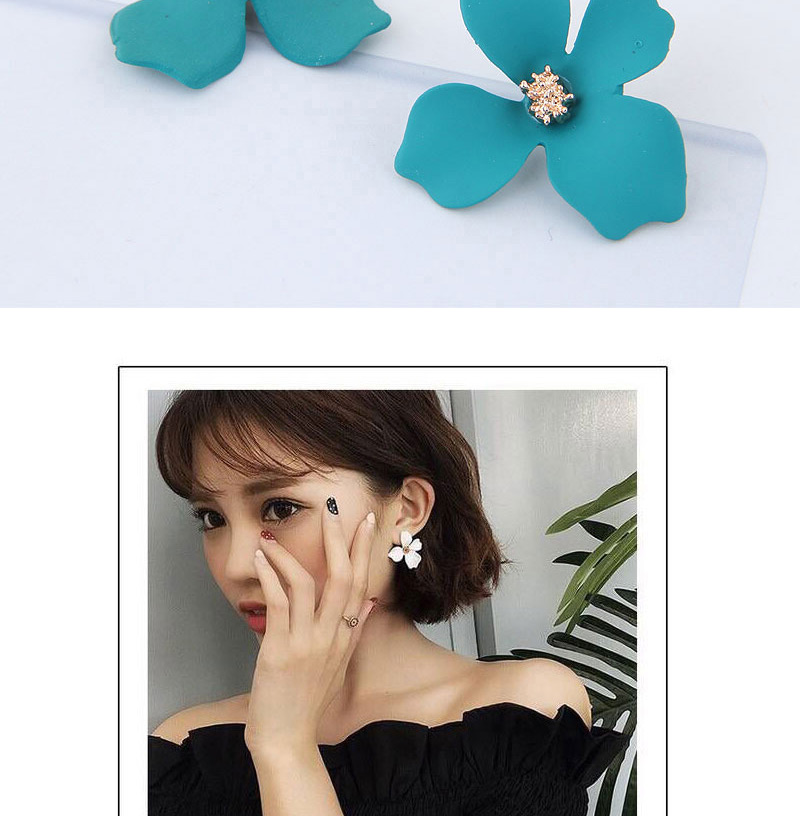 Sweet Pale Blue Flower Shape Design Pure Color Earrings,Stud Earrings