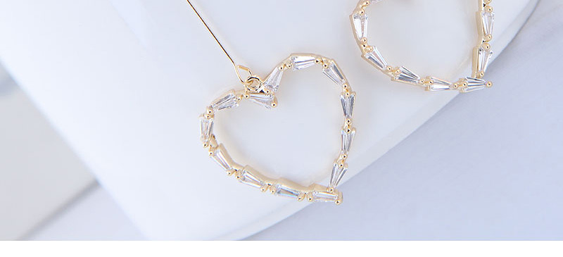 Sweet Red+gold Color Diamond Decorated Heart Shape Earrings,Drop Earrings