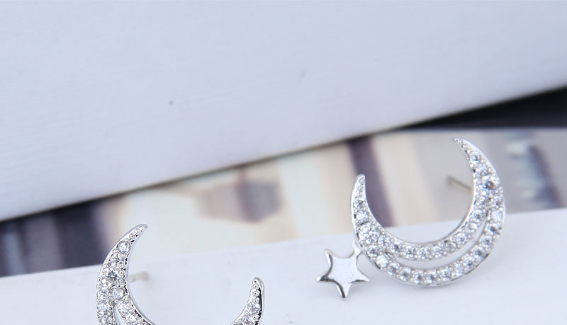 Sweet Silver Color Moon Shape Design Pure Color Earrings,Drop Earrings