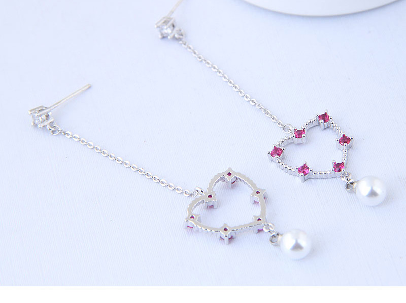Sweet Silver Color Pearls Decorated Heart Shape Earrings,Drop Earrings