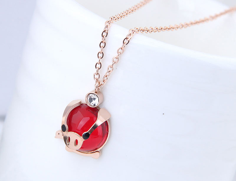 Fashion Rose Gold Samll Pig Shape Pendant Decorated Necklace,Necklaces