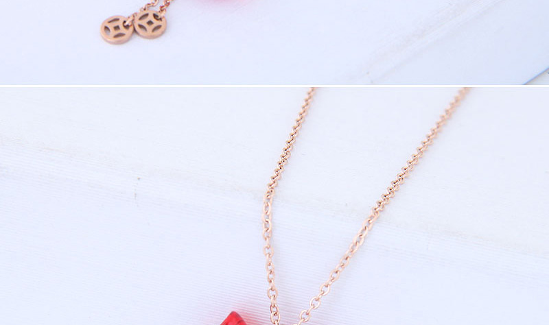 Fashion Rose Gold Diamond Decorated Necklace,Necklaces
