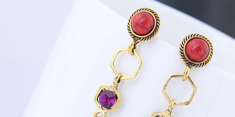 Fashion Red Metal Geometric Stud Earrings,Drop Earrings