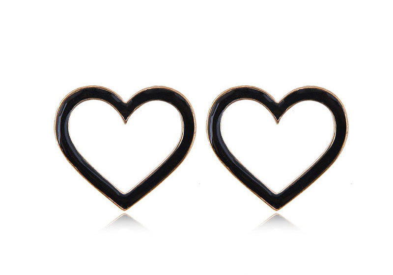 Fashion Black Metal Heart Earrings,Stud Earrings