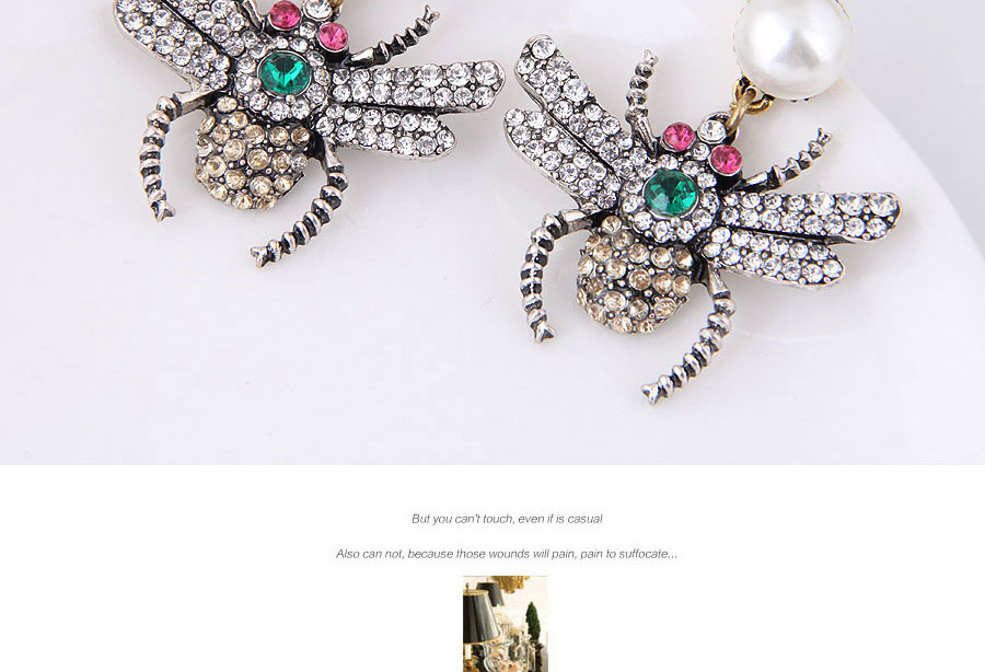 Fashion White Metal Bee Earrings,Drop Earrings