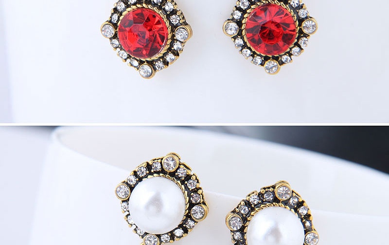 Fashion Red Flash Diamond Gemstone Earrings,Drop Earrings